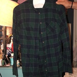 Blue and green button down flannel